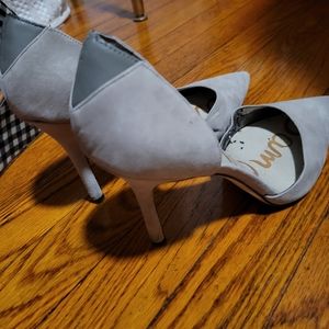 Grey suede pumps